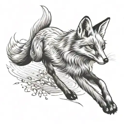 fox running after a rabbit tattoo design idea