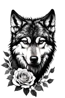 wolf and roses tattoo design idea
