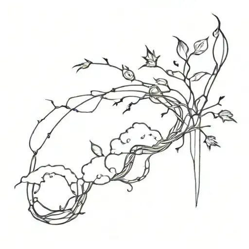 cloud final fantasy 7 with vines growing down tattoo design idea