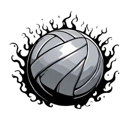volleyball with a 24 incorporated with flames tattoo design idea