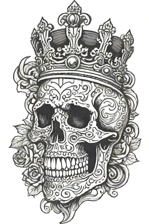 Skull wearing a crown that says G59 tattoo design idea