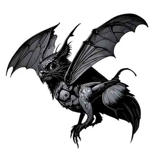 mothman cryptid perched tattoo design idea