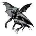 mothman cryptid perched tattoo design idea