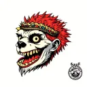 anthropomorphic punk Gulo gulo tattoo design idea