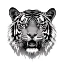 Tiger face emerging tattoo design idea