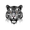 Tiger face emerging tattoo design idea