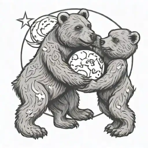 gay bear and blonde twink make love you to the moon tattoo design idea