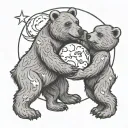 gay bear and blonde twink make love you to the moon tattoo design idea