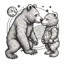 gay bear and blonde twink make love you to the moon tattoo design idea