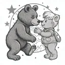 gay bear and blonde twink make love you to the moon tattoo design idea