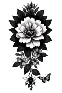 flowers butterfly's bees fairy tattoo design idea