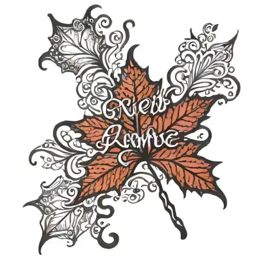 name tattoo and maple leaf below it  tattoo design idea