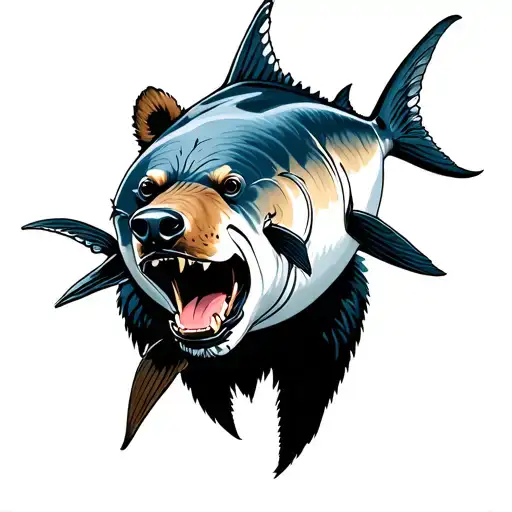 Bluefin tuna with brown bear tattoo design tattoo design idea