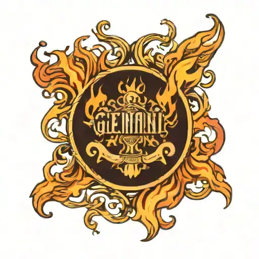 A Gemini symbol made of flames, with each twin representing the client's dedication to both their zodiac sign and firefighting profession tattoo design idea