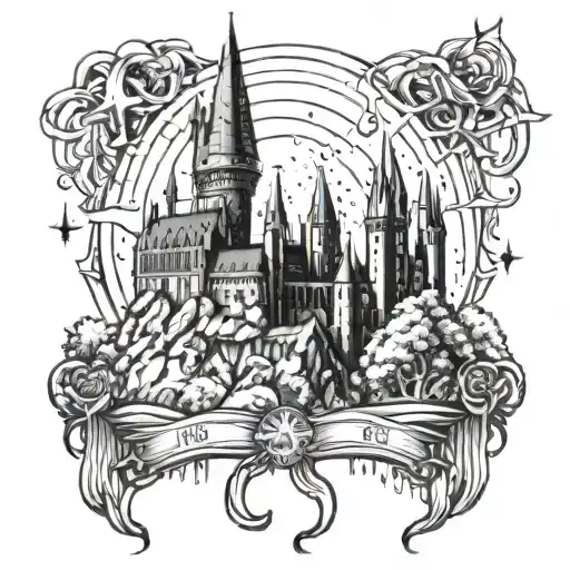 Hogwarts castle and a weeping will tattoo design idea
