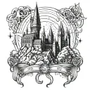 Hogwarts castle and a weeping will tattoo design idea