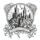 Hogwarts castle and a weeping will tattoo design idea