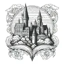 Hogwarts castle and a weeping will tattoo design idea