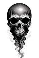 hyper realism plague doctor. include smoke for negative space. include details such as a skull in foreground  tattoo design idea