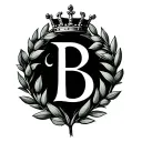 letter b in side of an olive branch circle with a crown on top  tattoo design idea