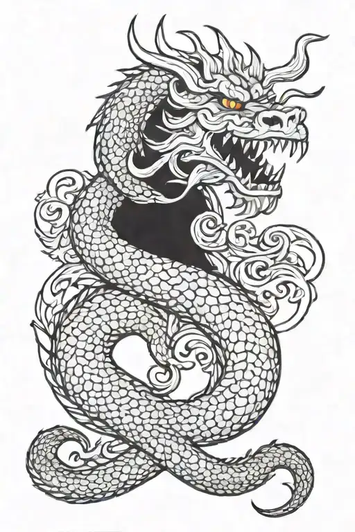 Dragon with a rams head tattoo design idea