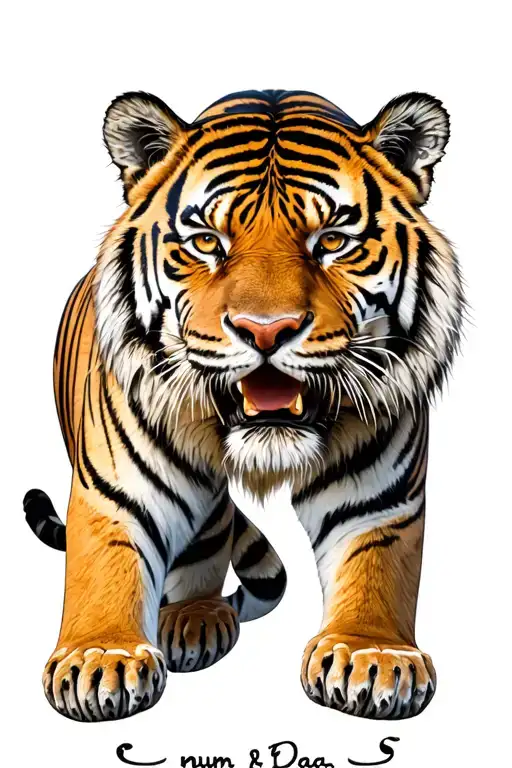 tiger with mum and dad written in tamil letters tattoo design idea