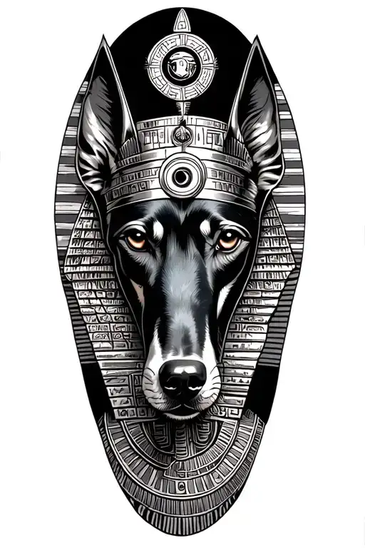 egyptian and inka theme With in Space  with Dog Anubis and all seeing eye Tattoo tattoo design idea