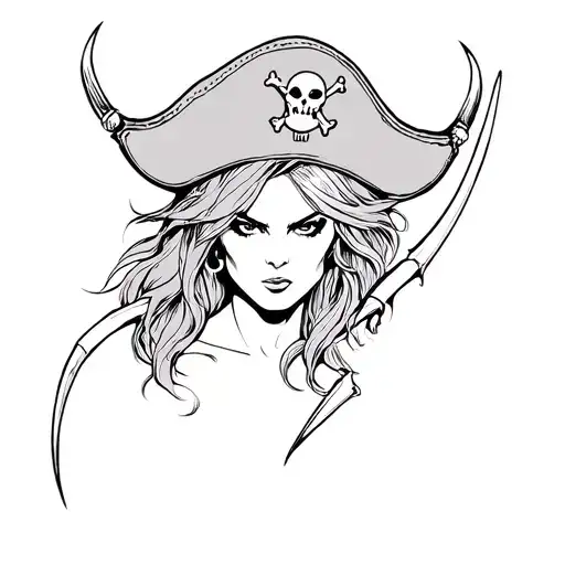wolverine claws and a female pirate hat tattoo design idea