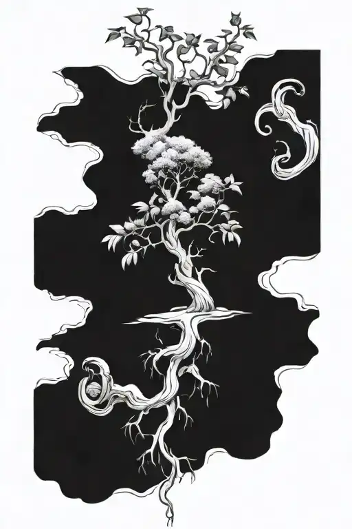 growing poison tree on neck tattoo design idea