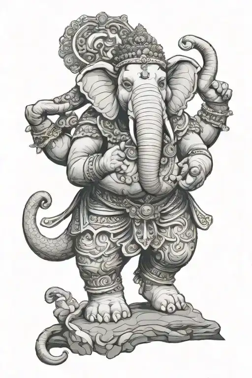 laos buddhism include elephant adorned with traditional tattoo design idea