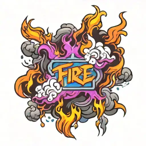 fire flames smoke clouds surrounding tattoo design idea