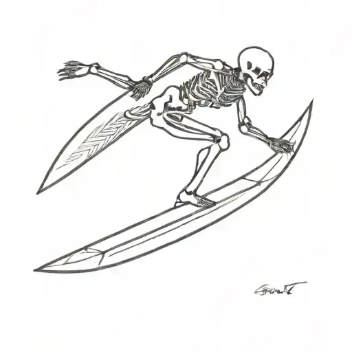 skeleton surfing tattoo design idea