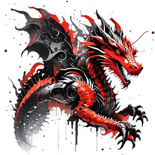 mechanical dragon tattoo design idea