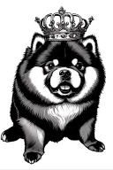 minimilistic chow chow with a crown  tattoo design idea