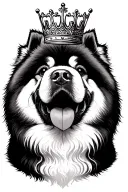 minimilistic chow chow with a crown  tattoo design idea