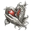 eris holding heart symbolizing love tattoo design idea