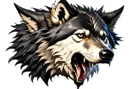 Evil wolf head tattoo design idea