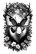 butterfly chasing a deer tattoo design idea