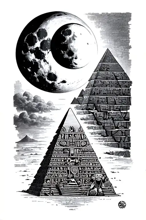 egypt pyramid moon tattoo design idea