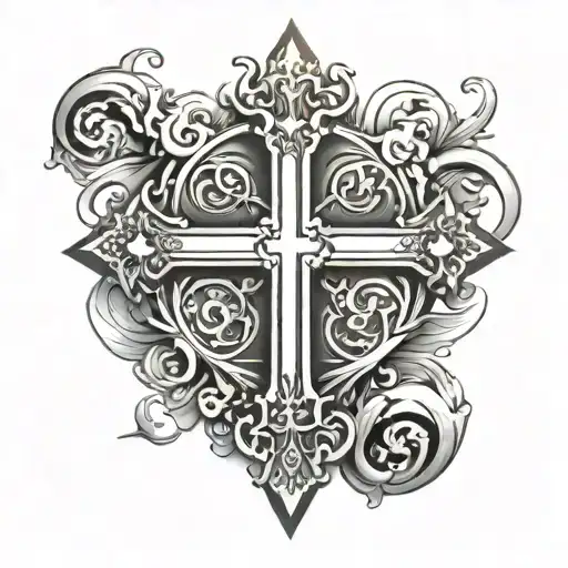 cross tattoo with dedication in it tattoo design idea