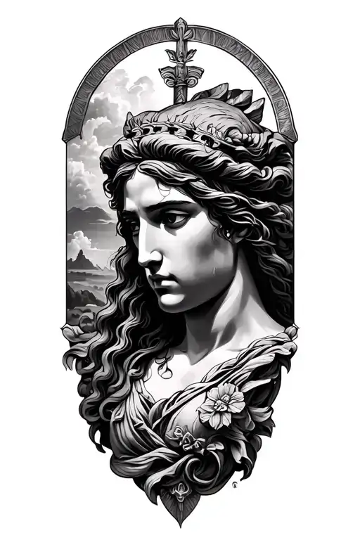 greek mythology patch work tattoo design idea