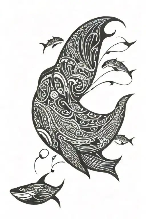 blue whale jumping tattoo design idea