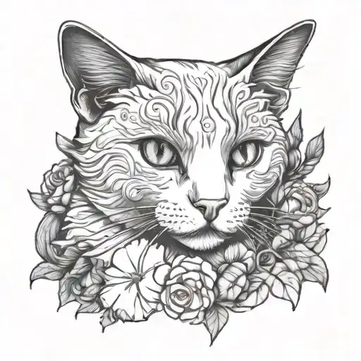white cat tattoo design idea