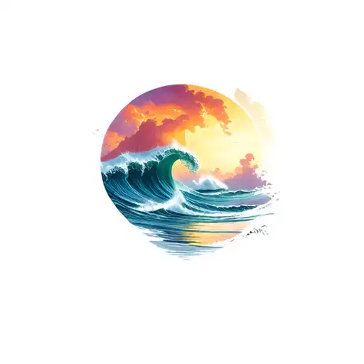 tsunami waves tattoo design idea