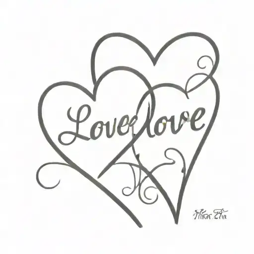 3 love hearts linked together with the names max scarlett and charlie written through one of the hearts each tattoo design idea