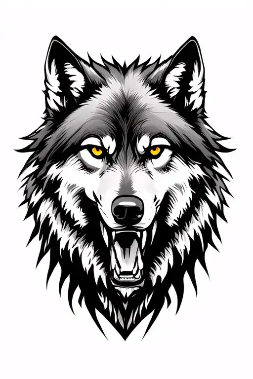 wolf and mountain tattoo design idea