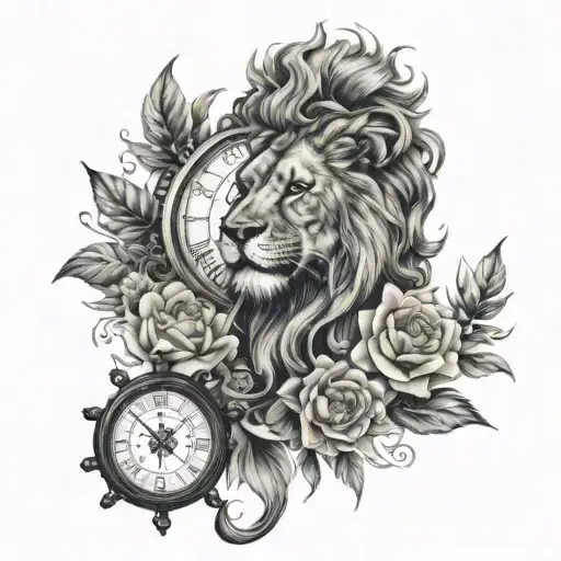 full back piece: birth flowers of family, lion, anchor, compass, roman numerals, clock, travel, martin/maiden name?, sun tattoo design idea