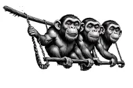 3 wise monkeys swinging tattoo design idea