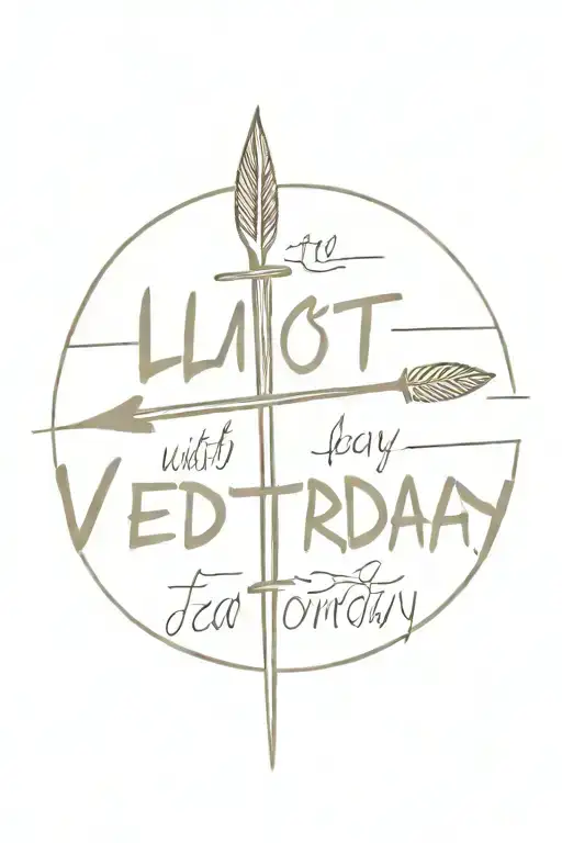 spear with text “Almost dead yesterday, maybe dead tomorrow, but alive, gloriously alive, today.” tattoo design idea
