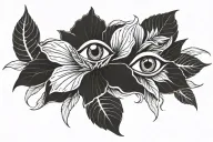 eye of ra and hibiscus flowers tattoo design idea